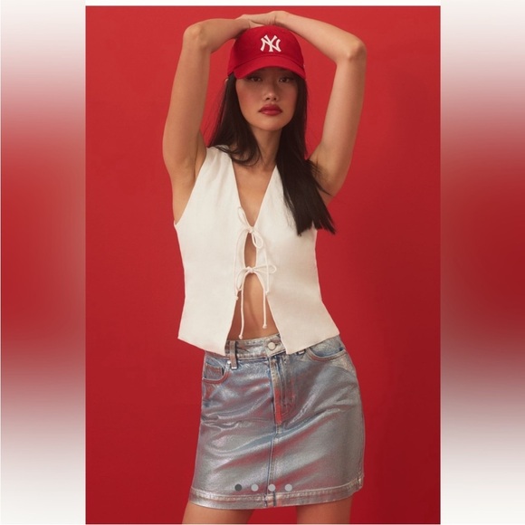 Pilcro Light Blue with silver metallic Mini Skirt - Picture 3 of 10